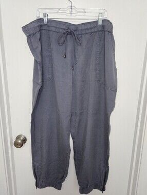 Jones & Co. Womens 100% Lyocell Relaxed Drawstring Jogger Pants - Gray 2X